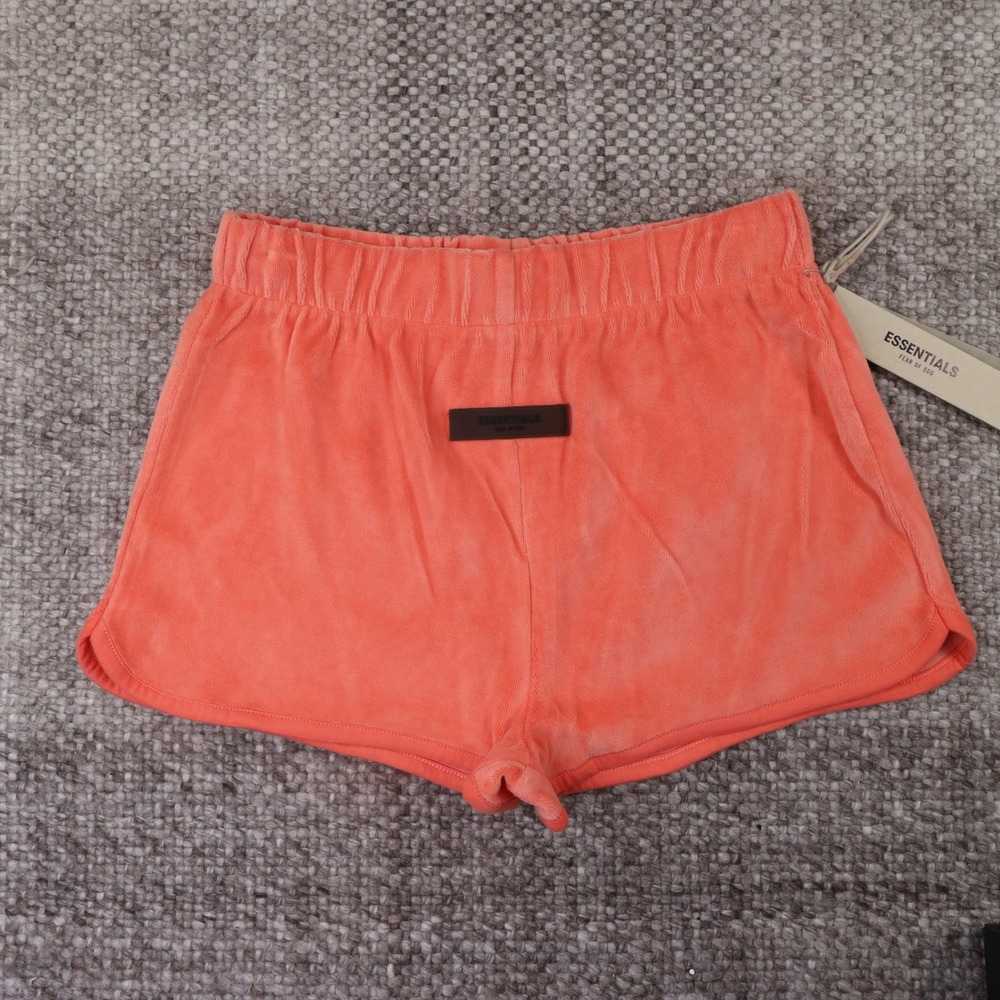 Fear of God Essentials Velour Shorts Womens Medium Coral New Lounge Streetwear